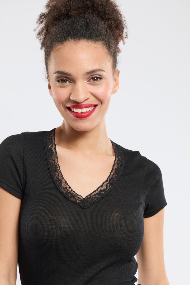 Armor Lux T-shirt Col Dentelle - Laine Et Soie