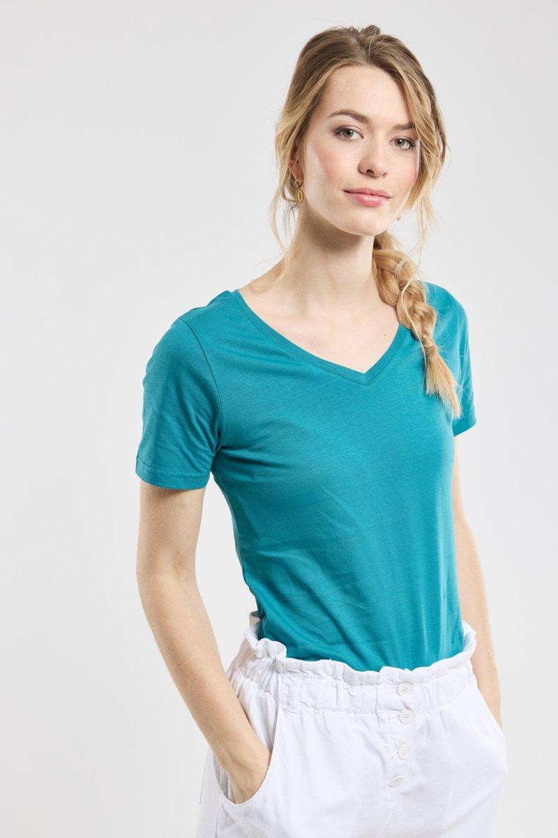 armor lux T-shirt col V - coton léger