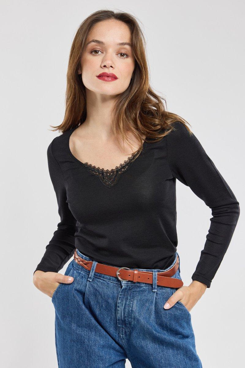 armor lux T-shirt manches longues - laine et soie