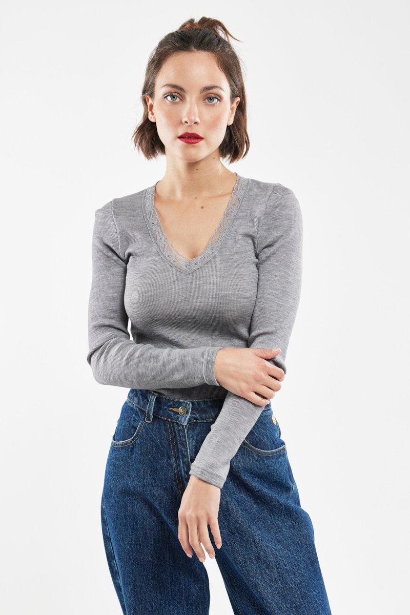 Armor Lux T-shirt Manches Longues - Laine Et Soie