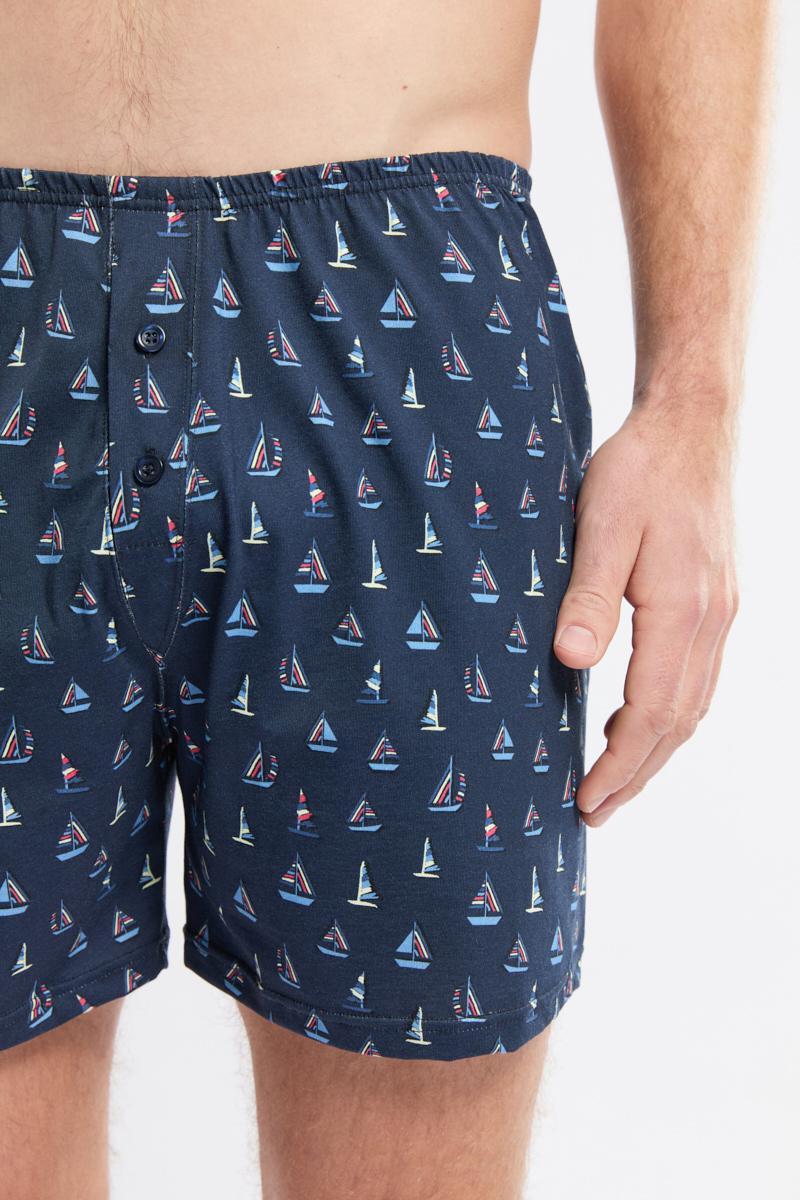 Armor Lux Caleçon Imprimé Bateaux - Coton Léger Issu De L’agriculture Biologique