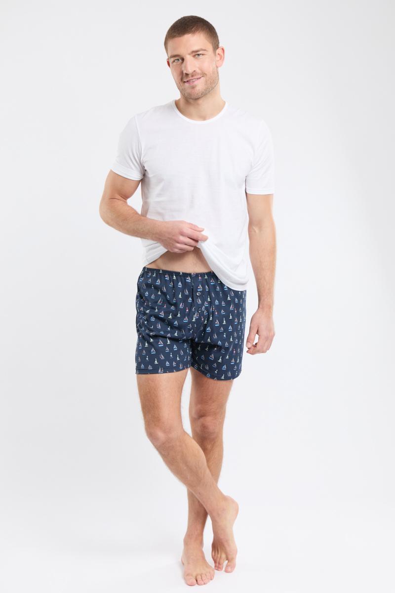 Armor Lux Caleçon Imprimé Bateaux - Coton Léger Issu De L’agriculture Biologique
