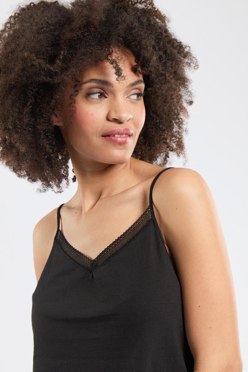 Armor Lux Caraco Col V Avec Dentelle - Coton Léger Issu De L'agriculture Biologique