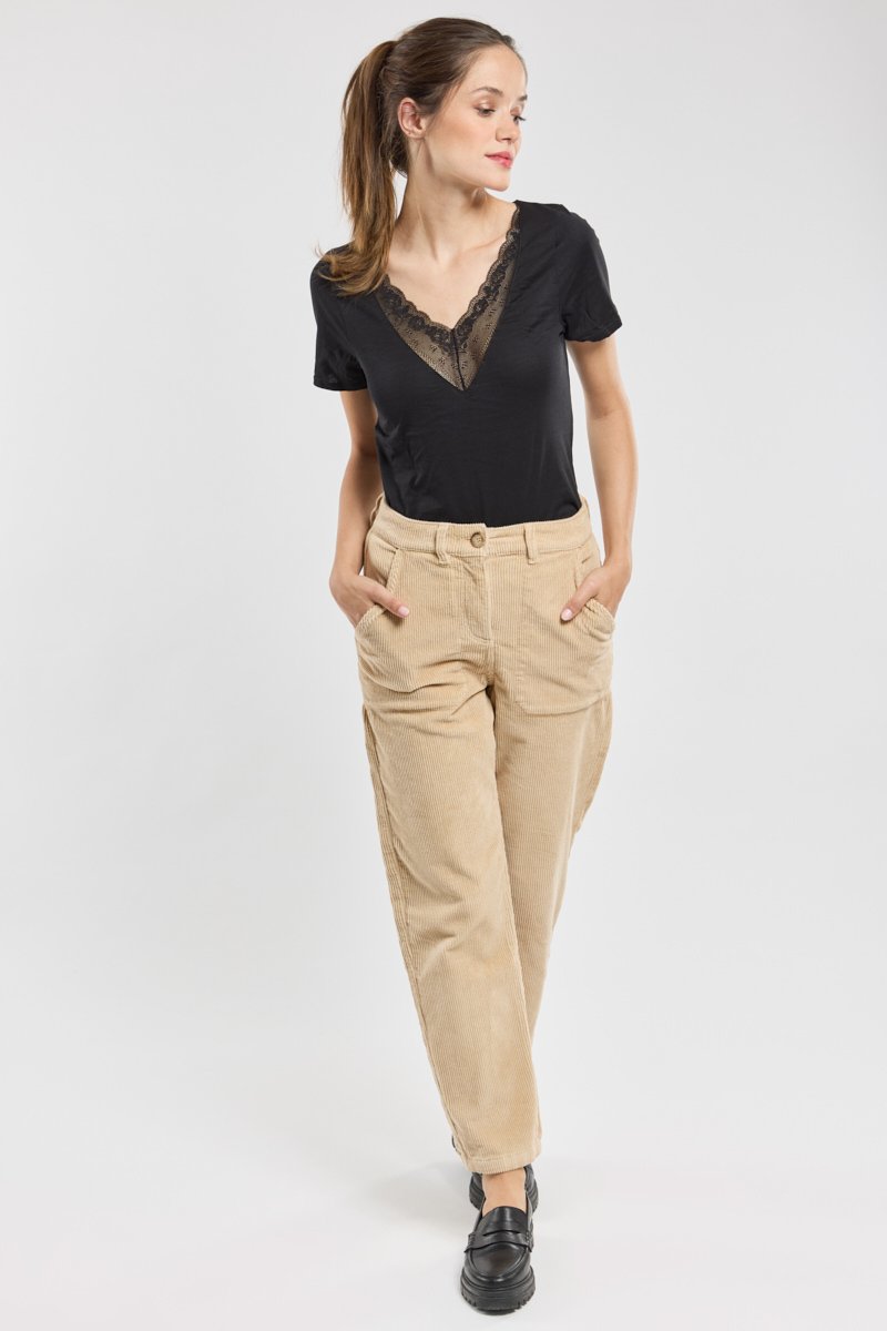 Armor Lux T-shirt Col Dentelle - Coton Retors Issu De L'agriculture Biologique