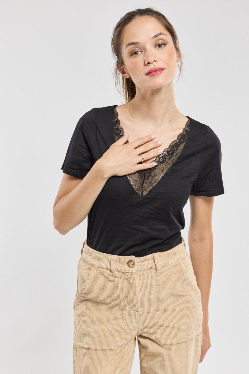 Armor Lux T-shirt Col Dentelle - Coton Retors Issu De L'agriculture Biologique