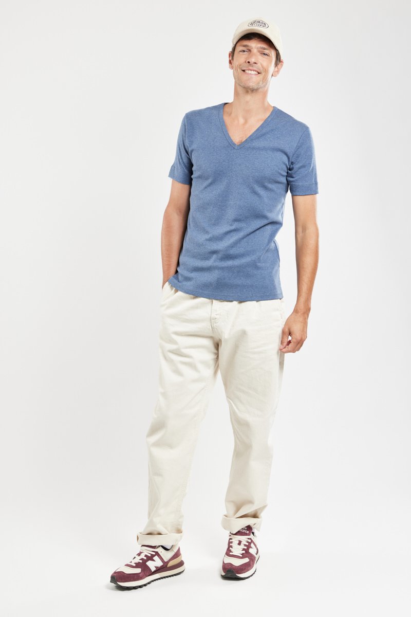 Armor Lux T-shirt Col V - Coton épais Issu De L’agriculture Biologique