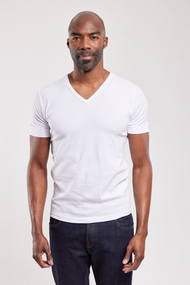 armor lux T-shirt col V - coton épais issu de l’agriculture biologique