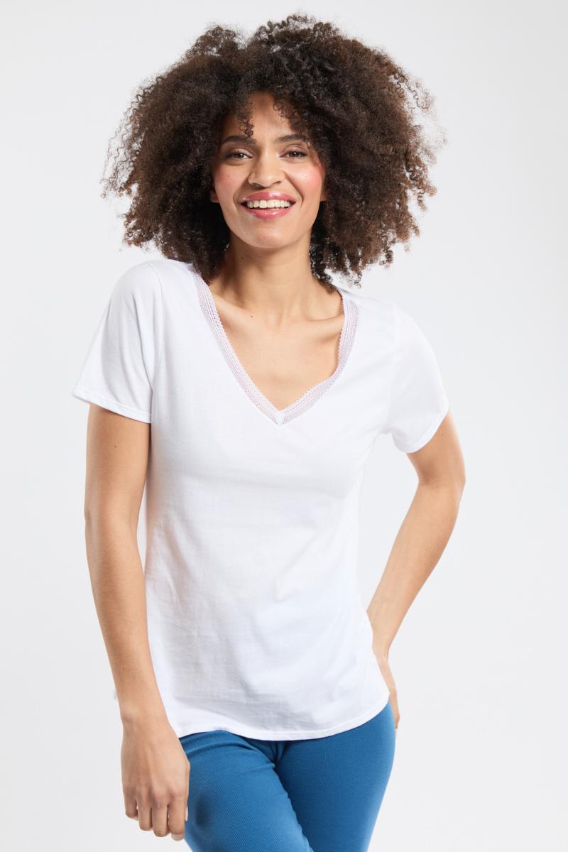 armor lux T-shirt col V - coton léger issu de l'agriculture biologique