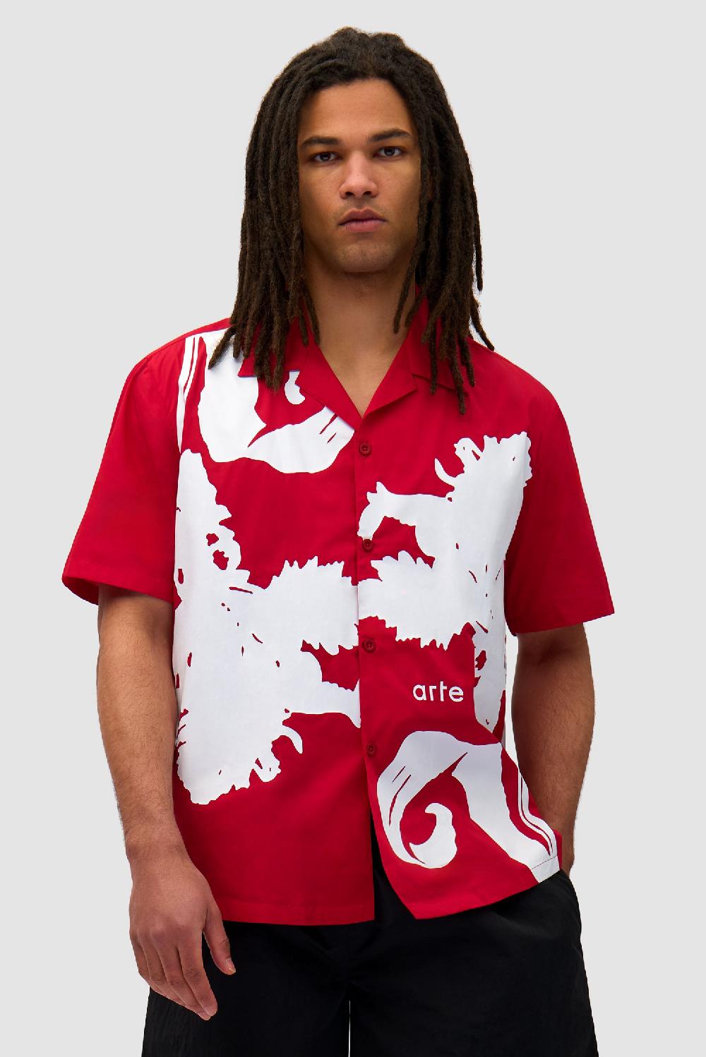 arte antwerp Chemise Big Flower - rouge/blanc