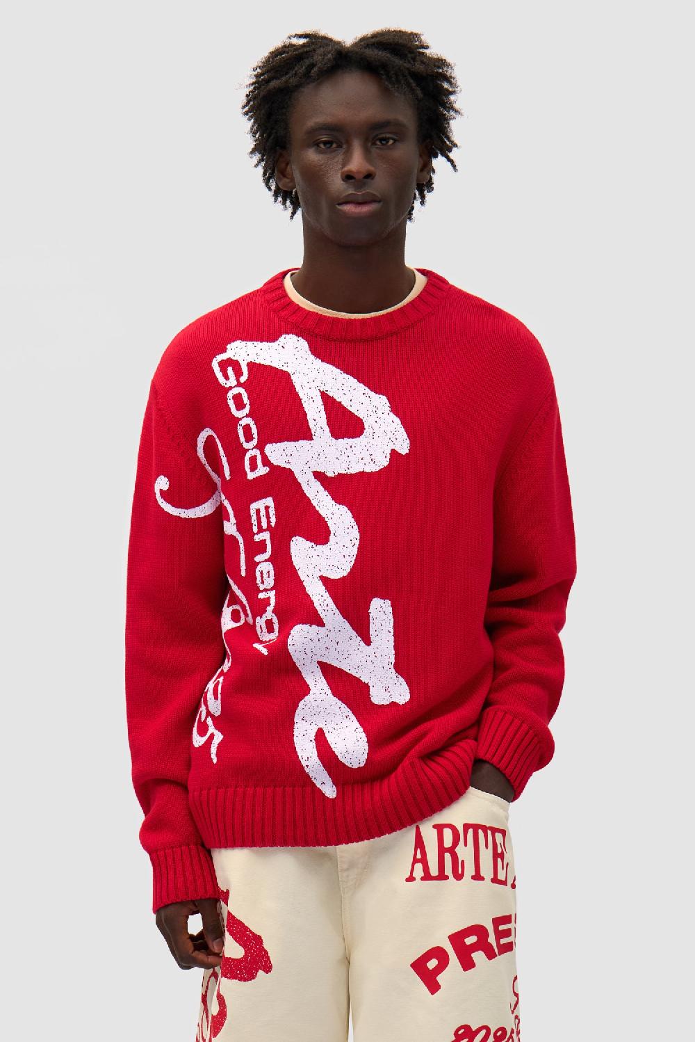 arte antwerp Pull en maille à gros motifs - Rouge