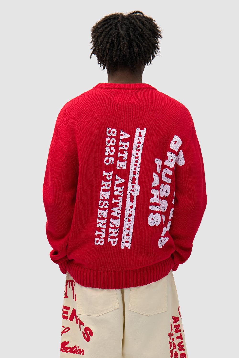 Arte Antwerp Pull En Maille à Gros Motifs - Rouge