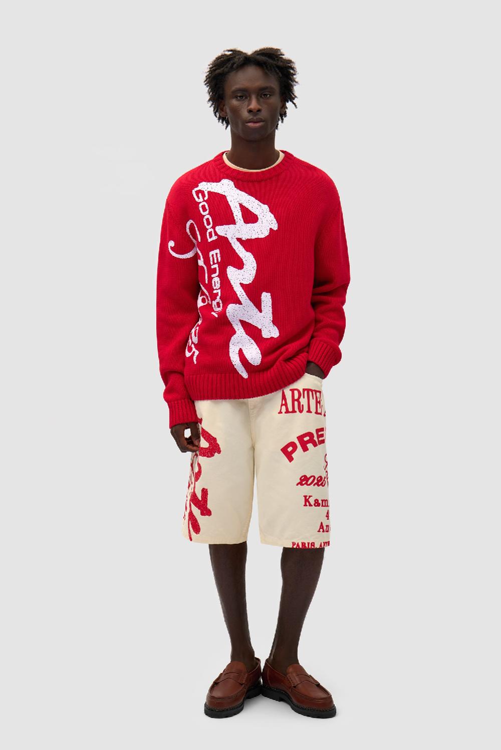 Arte Antwerp Pull En Maille à Gros Motifs - Rouge