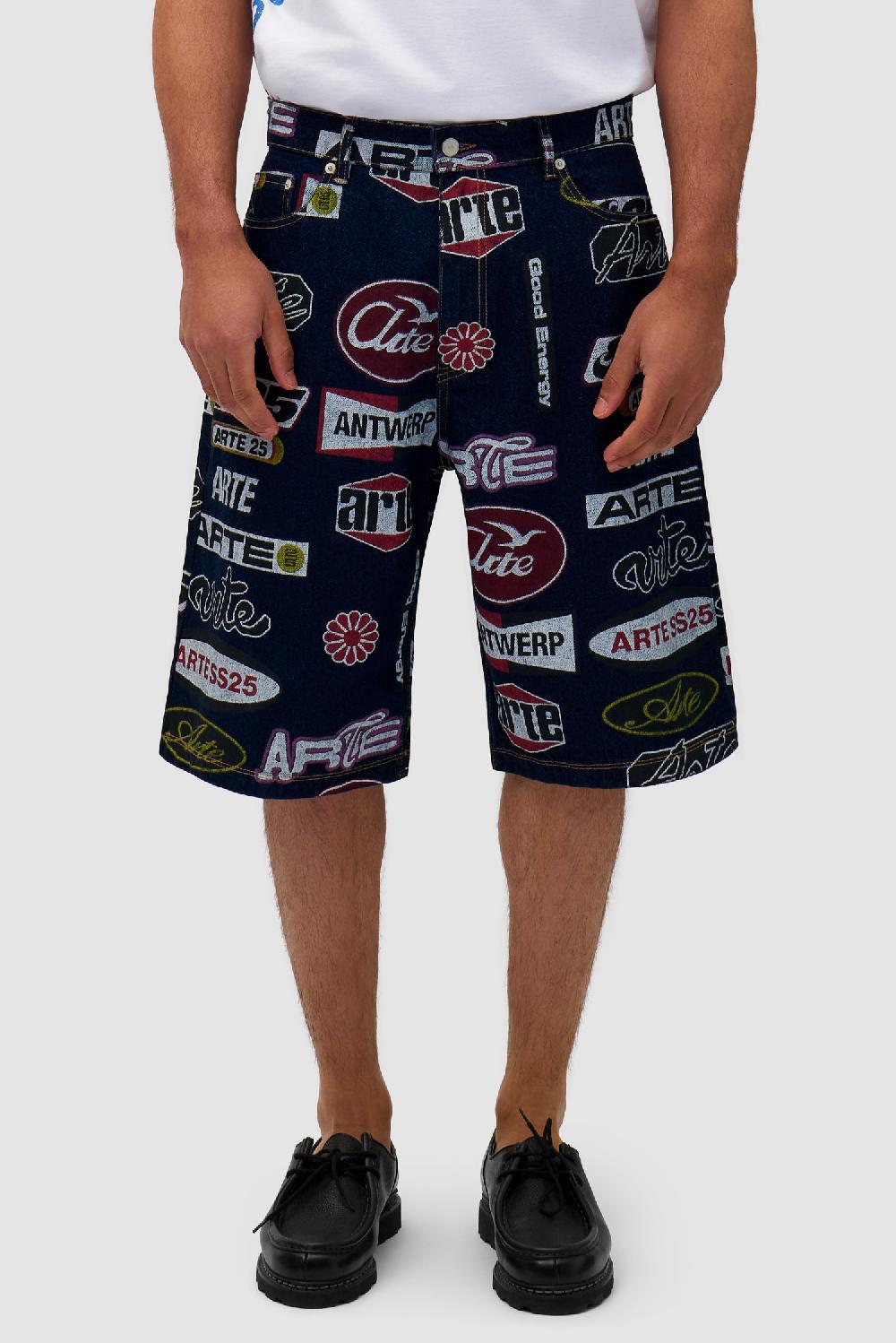 arte antwerp Short à imprimé allover - Denim foncé
