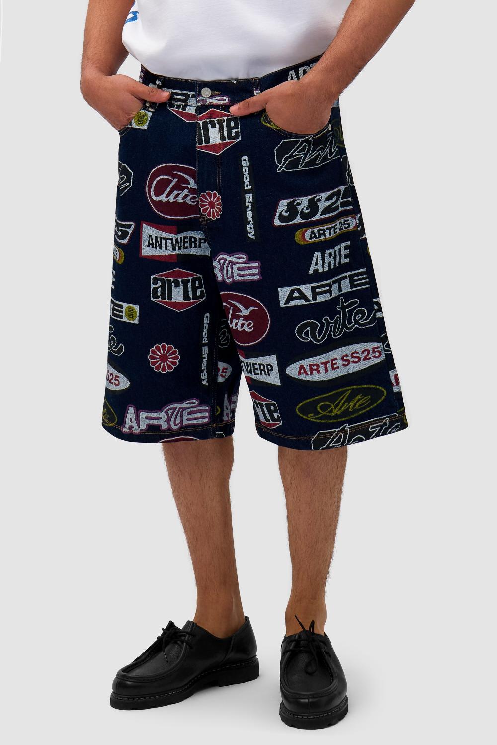 Arte Antwerp Short à Imprimé Allover - Denim Foncé