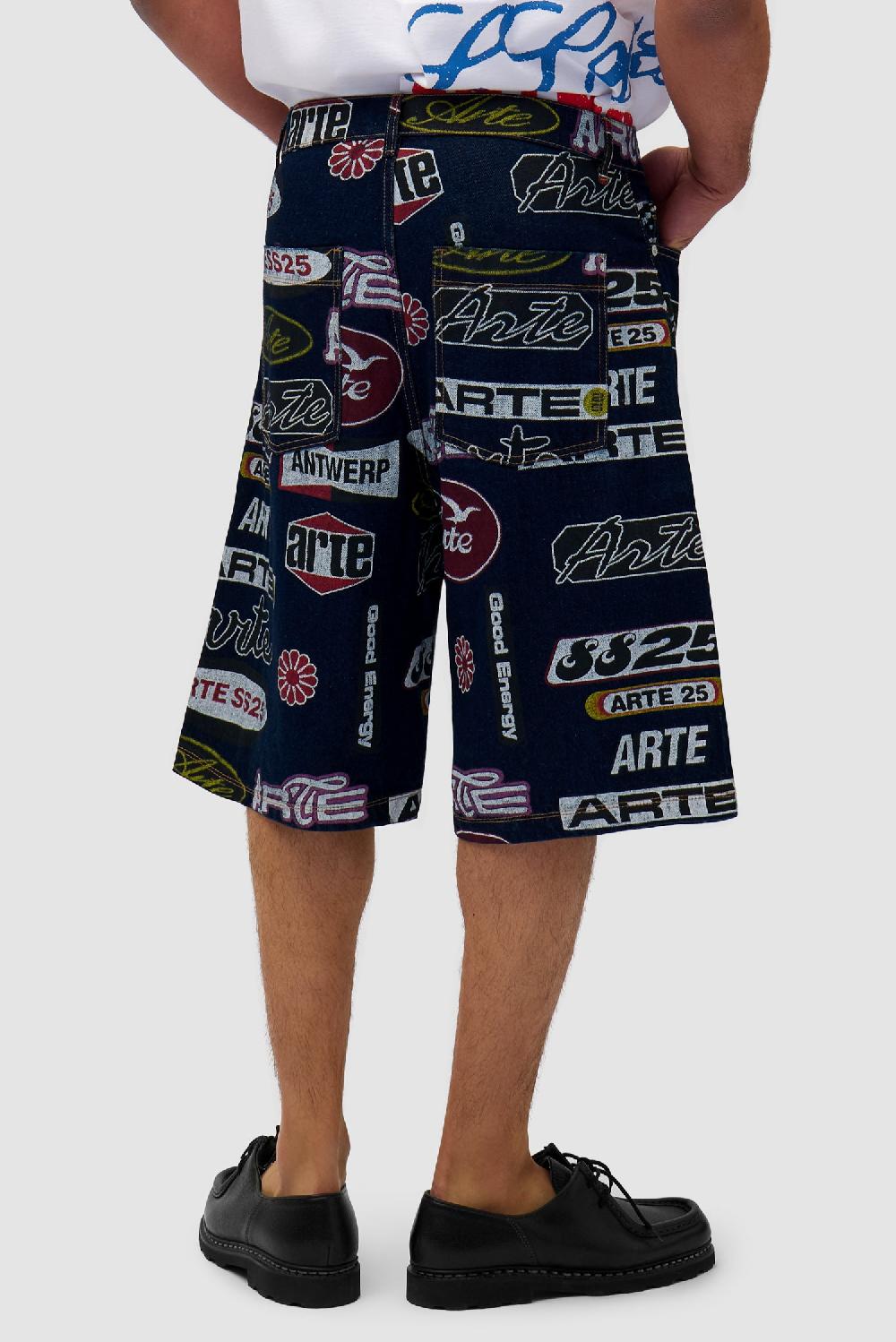 Arte Antwerp Short à Imprimé Allover - Denim Foncé