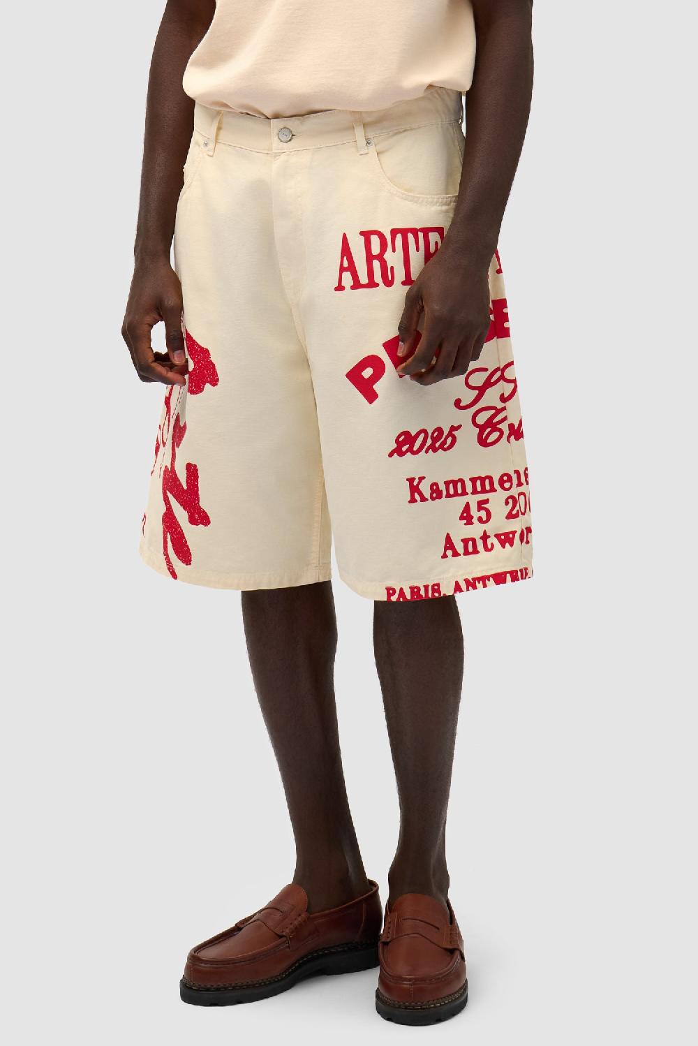 Arte Antwerp Short Imprimé Rouge - Crème