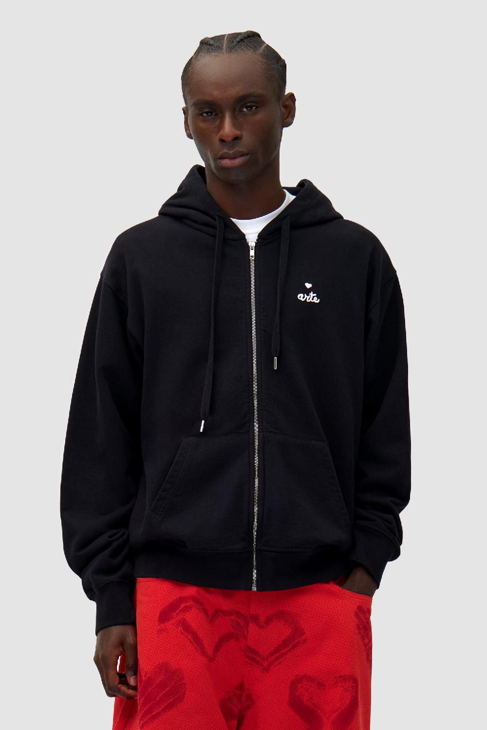 arte antwerp Sweat à capuche zippé Heart - Noir