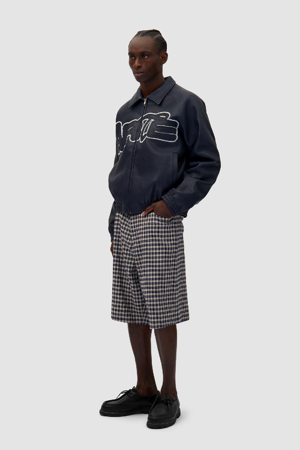 Arte Antwerp Veste En Cuir à Gros Logo - Marine