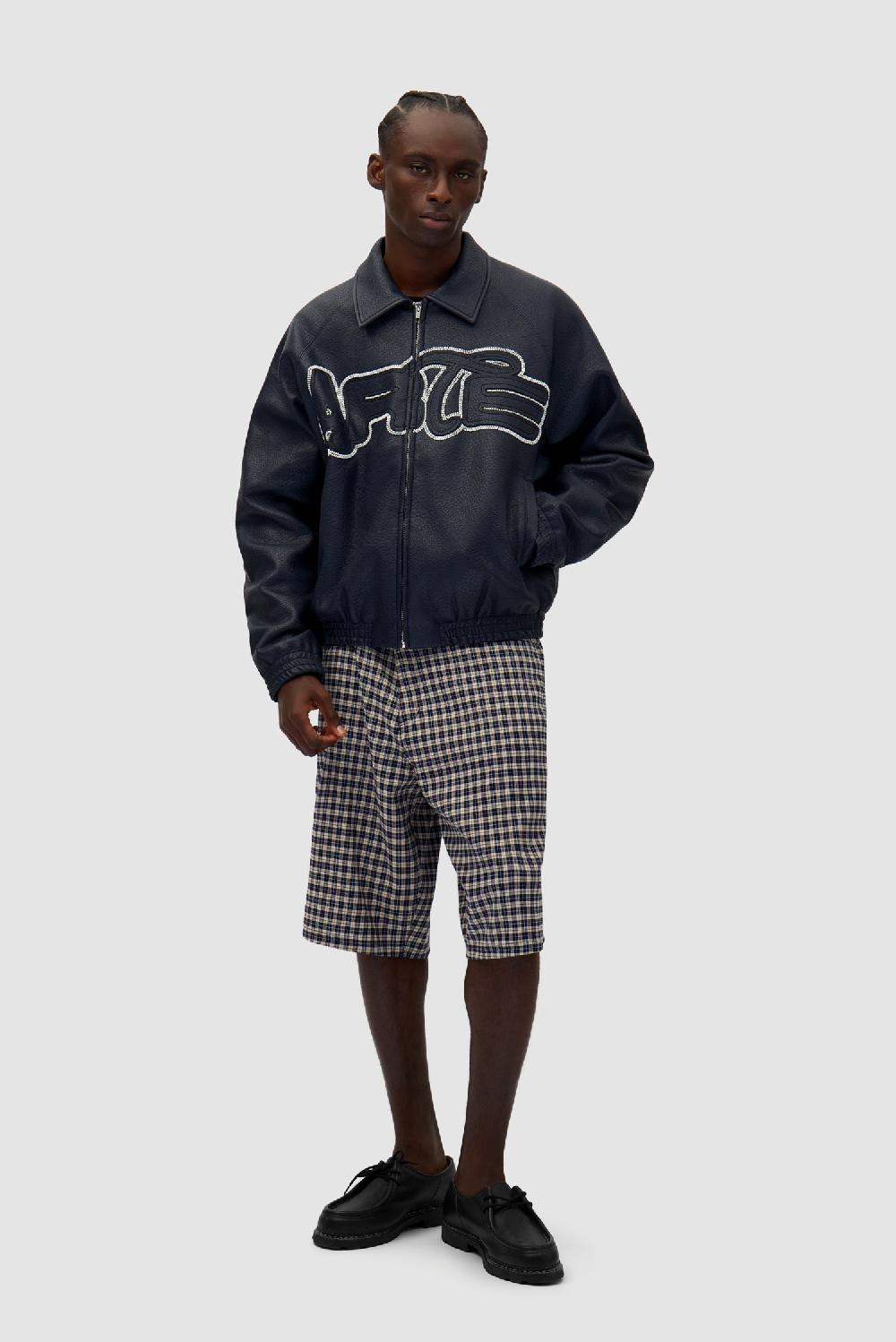 Arte Antwerp Veste En Cuir à Gros Logo - Marine