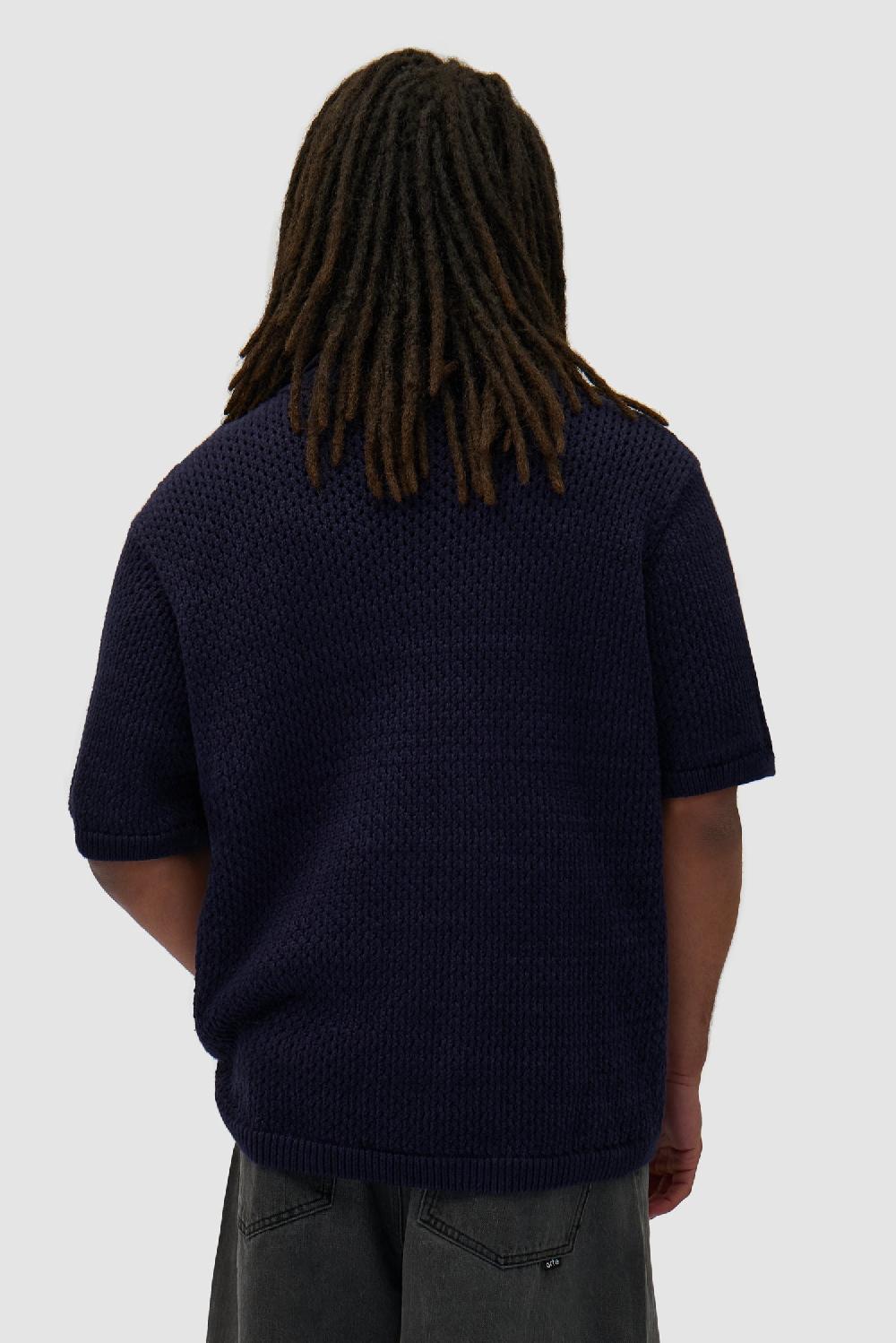 Arte Antwerp Chemise à Boutons En Tricot Crocheté - Marine