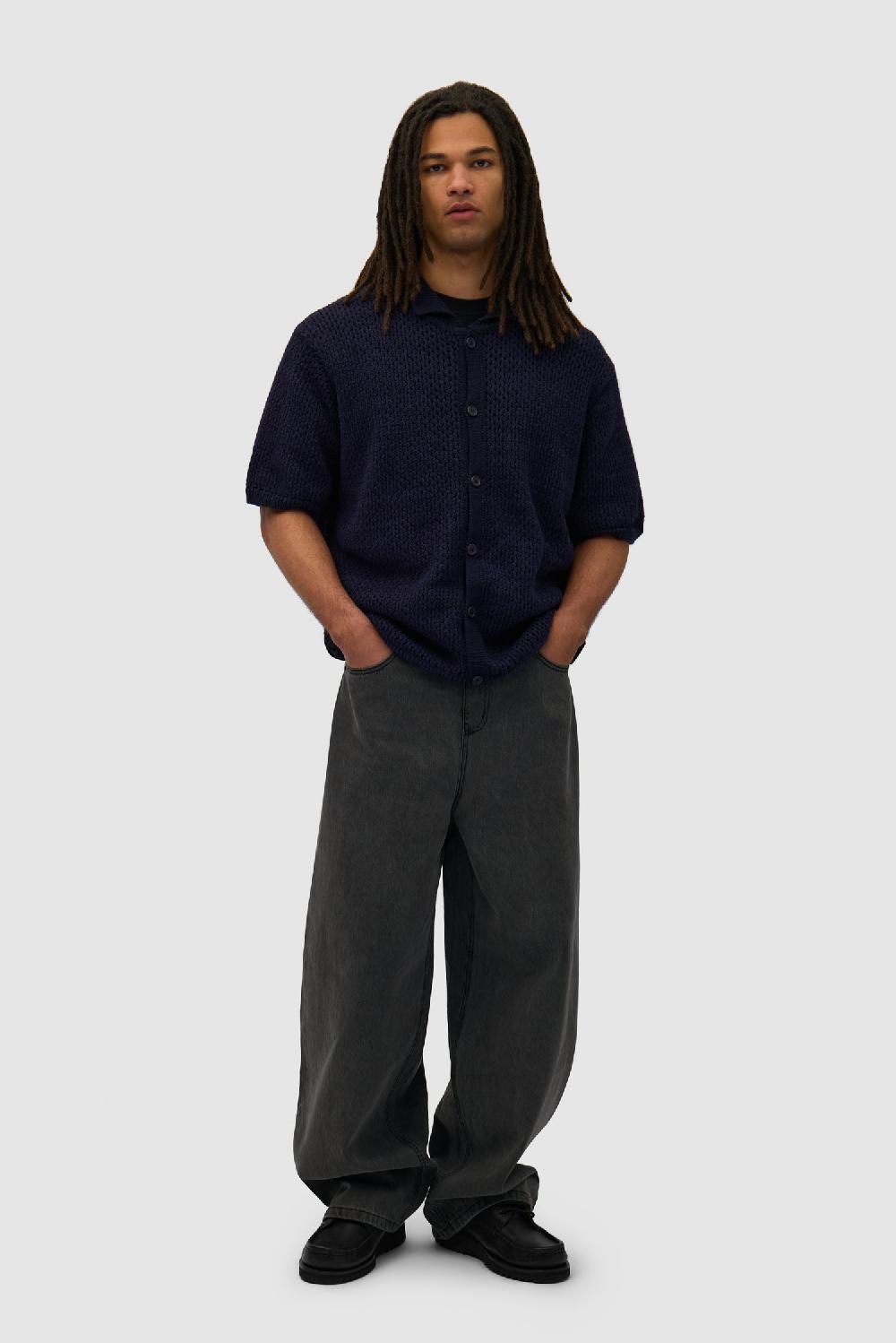 Arte Antwerp Chemise à Boutons En Tricot Crocheté - Marine