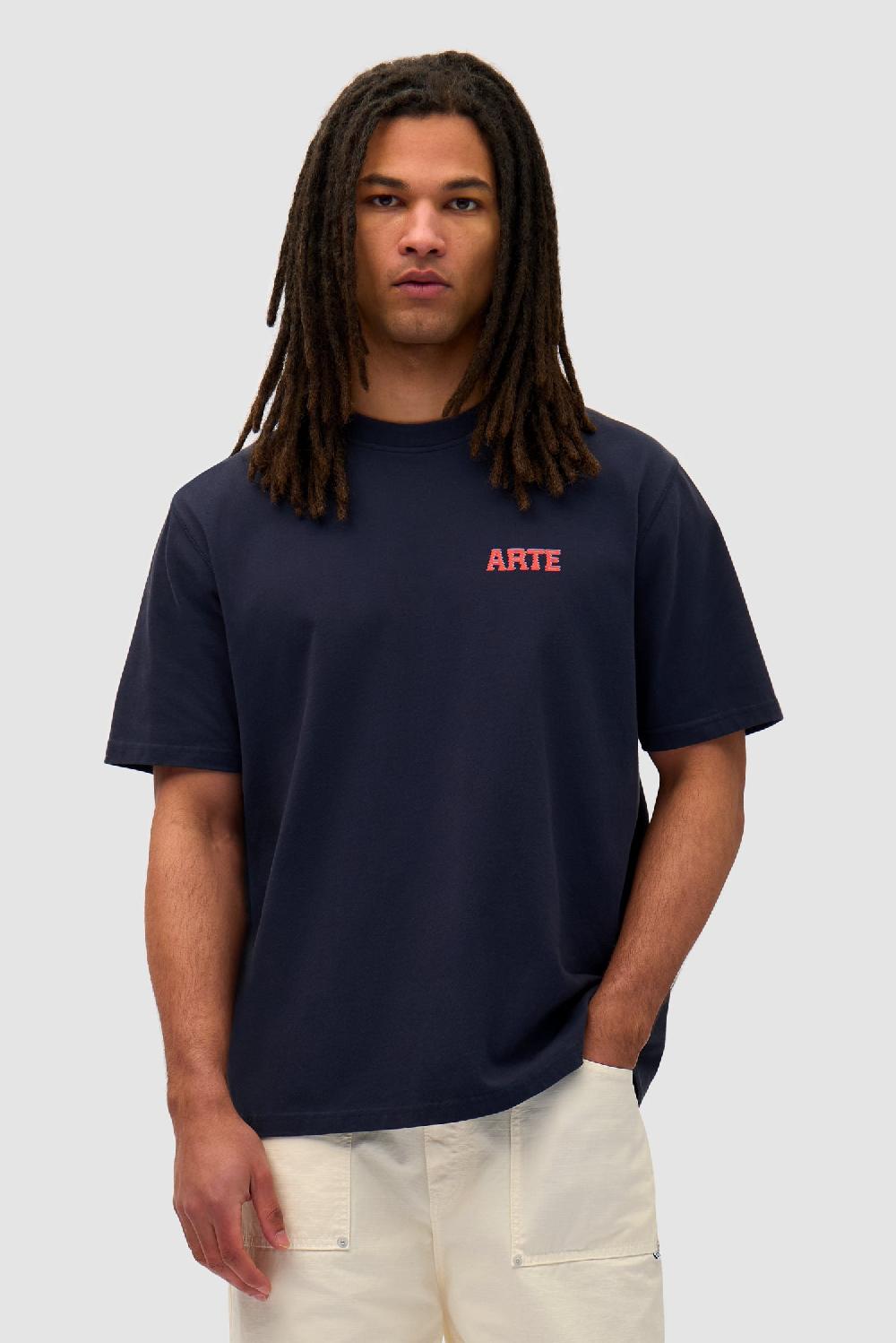 Arte Antwerp T-shirt à Impression Murale Dans Le Dos - Bleu Marine