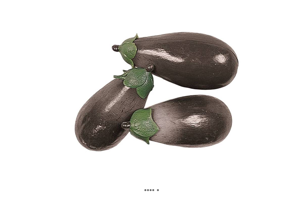 artificielles Aubergines artificielles en lot de 3 en Plastique soufflé L 135x60 mm