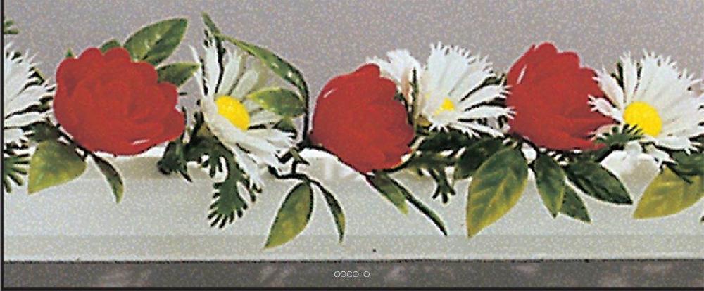 artificielles Barrette X 12 entre plats separateurs socle blanc L 25 cm fleurs marguerites et roses artificielles