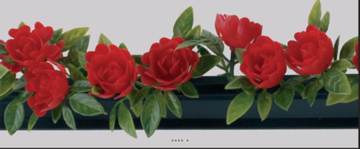 artificielles Barrette X 12 entre plats separateurs socle Noir L 25 cm fleurs roses du site Artificielles.com