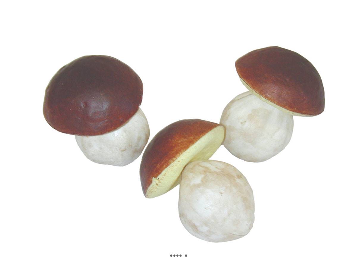artificielles Bolets artificiels en lot de 3 en Plastique soufflé H 80x65 mm