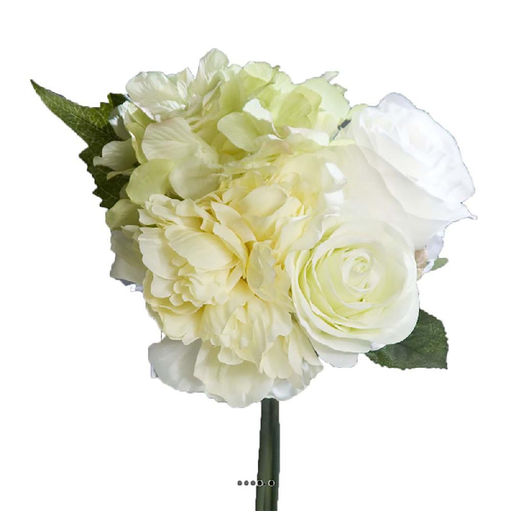 artificielles Bouquet de Roses et Hortensias artificielles 4 têtes D 20 cm et H 30 cm du site artificielles.com