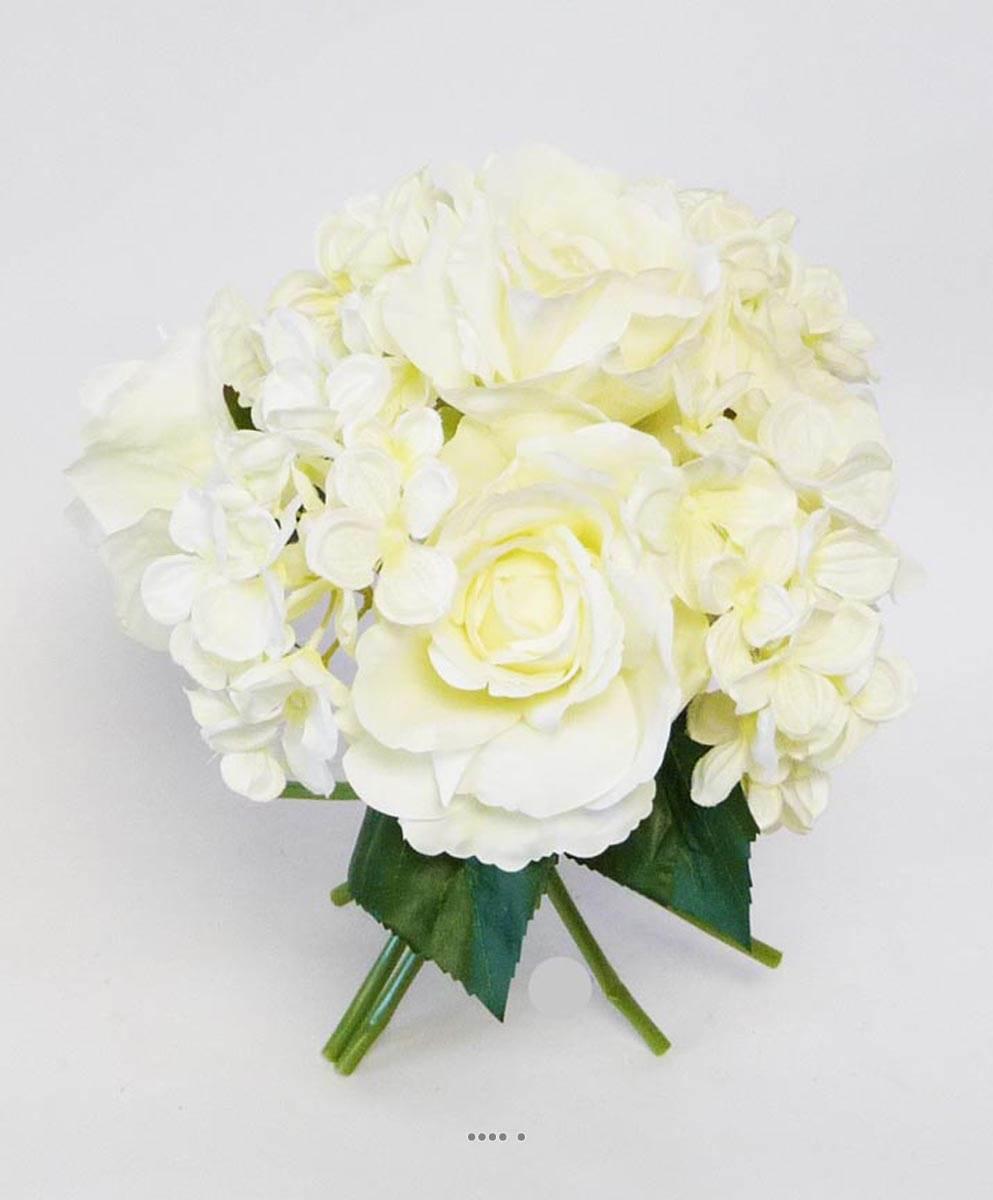 artificielles Bouquet de Roses et Hortensias artificielles 9 tetes H 36 cm superbe du site artificielles.com