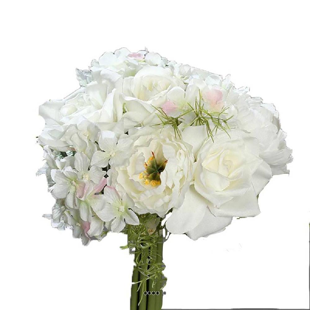 artificielles Bouquet de Roses et Hortensias artificielles 9 tetes Diametre 20 cm du site artificielles.com