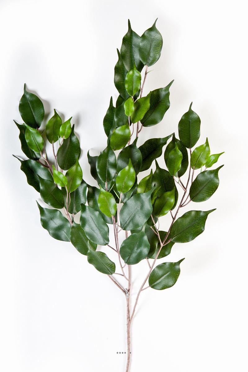 artificielles Branche de feuillage ficus artificiel H 75 cm 55 feuilles vertes top du site Artificielles.com