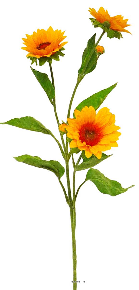 artificielles Branche de tournesol artificiel H 85 cm 3 tetes D 9 cm Jaune du site Artificielles.com