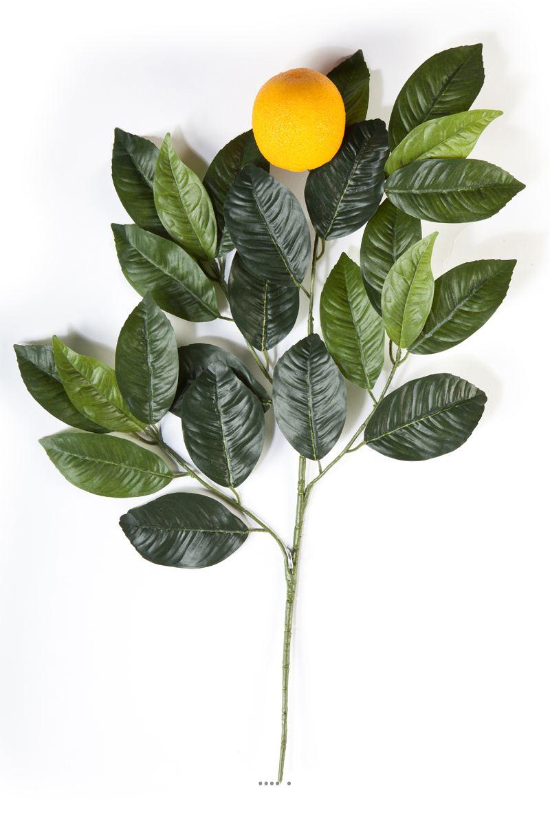 artificielles Branche oranger artificiel avec grosse orange H 60 cm 24 feuilles du site Artificielles.com