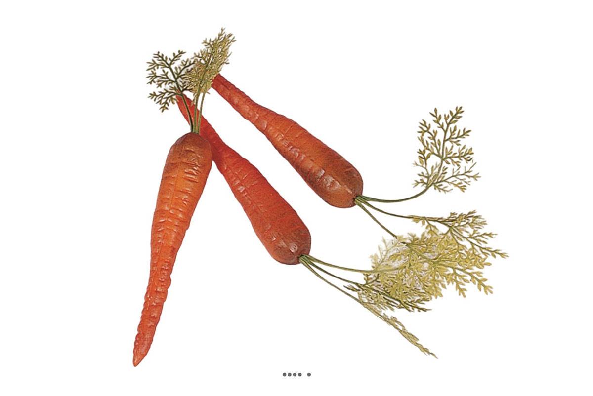 artificielles Carotte artificielle avec feuille X 3 en Plastique soufflé L 300x40 mm