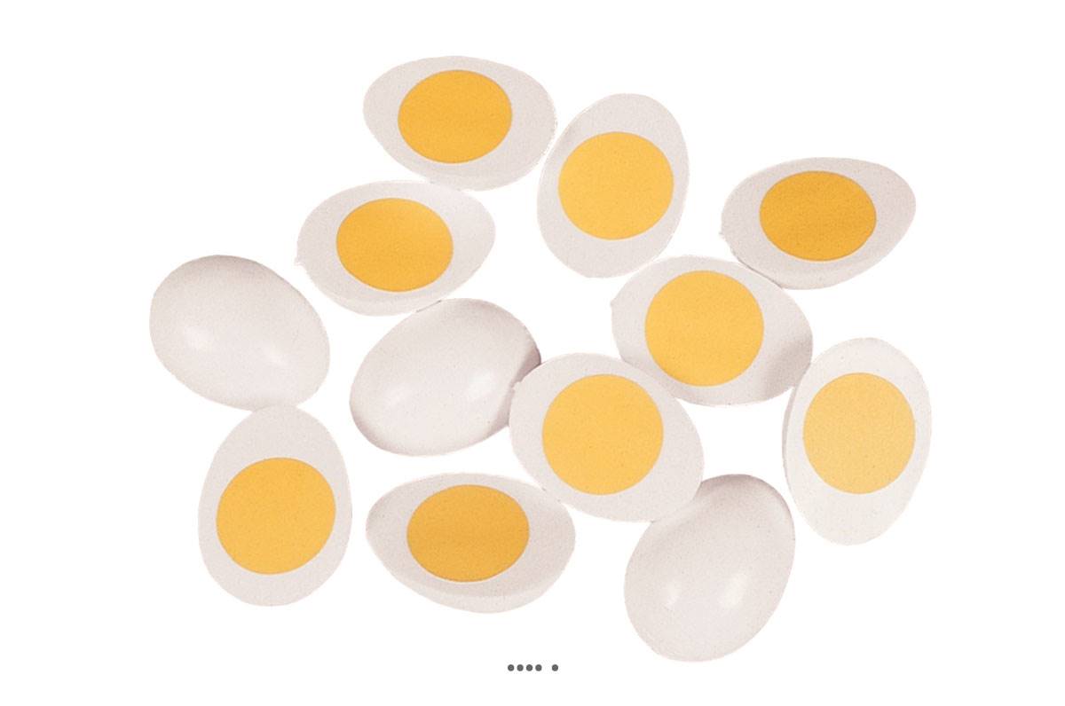 artificielles Demi œuf cuit artificiel en lot de 12 en Plastique soufflé H 65x45 mm