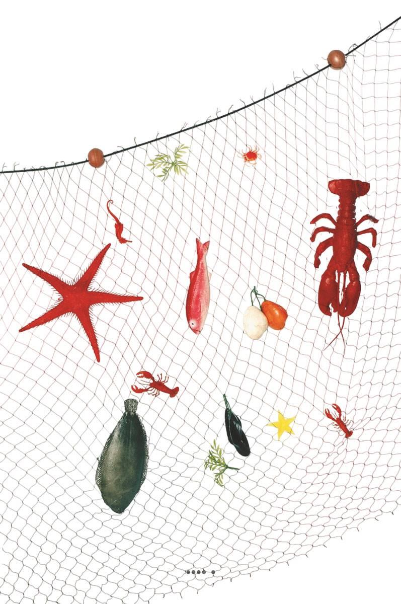 artificielles Filet de peche garni 13 pieces en Plastique soufflé L 2000x1500 mm