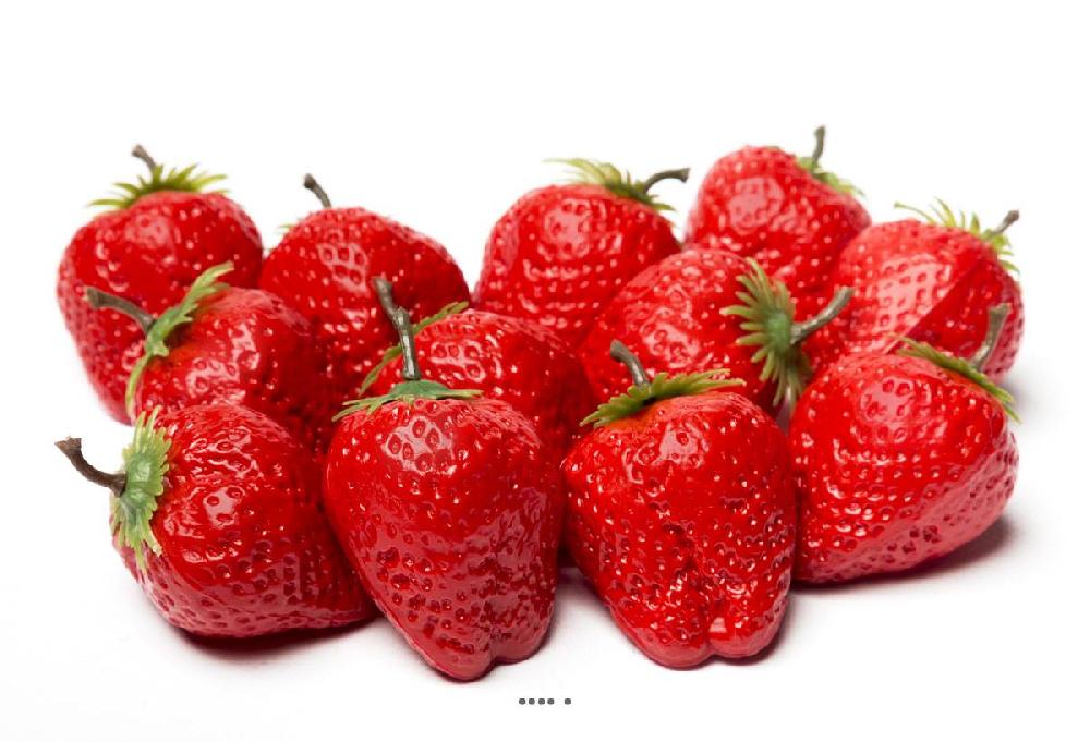 artificielles Fraise artificielle rouge en lot de 12 en Plastique soufflé H 50 mm