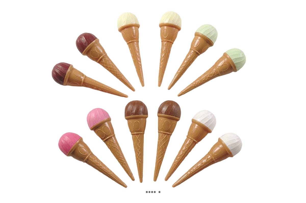 artificielles Glace assortie en cornet en lot de 12 en Plastique soufflé H 120x40 mm