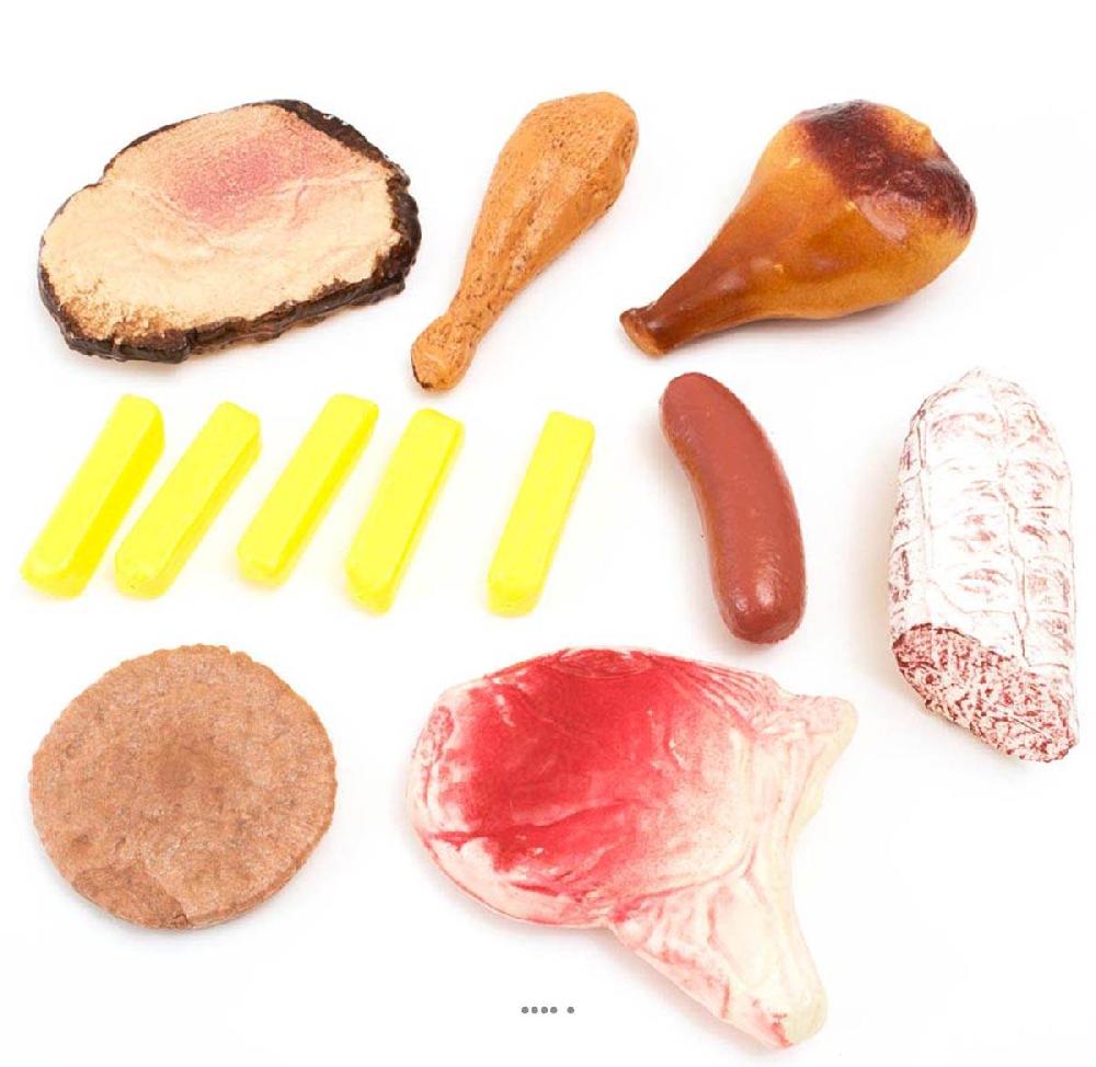 artificielles Lot de 12 viandes et frites assorties artificielles plastique soufflé