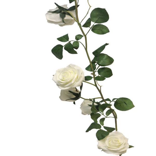 artificielles Magnifique guirlande de roses 145cm 7 sublimes roses couleur blanc neige l Artificielles.com