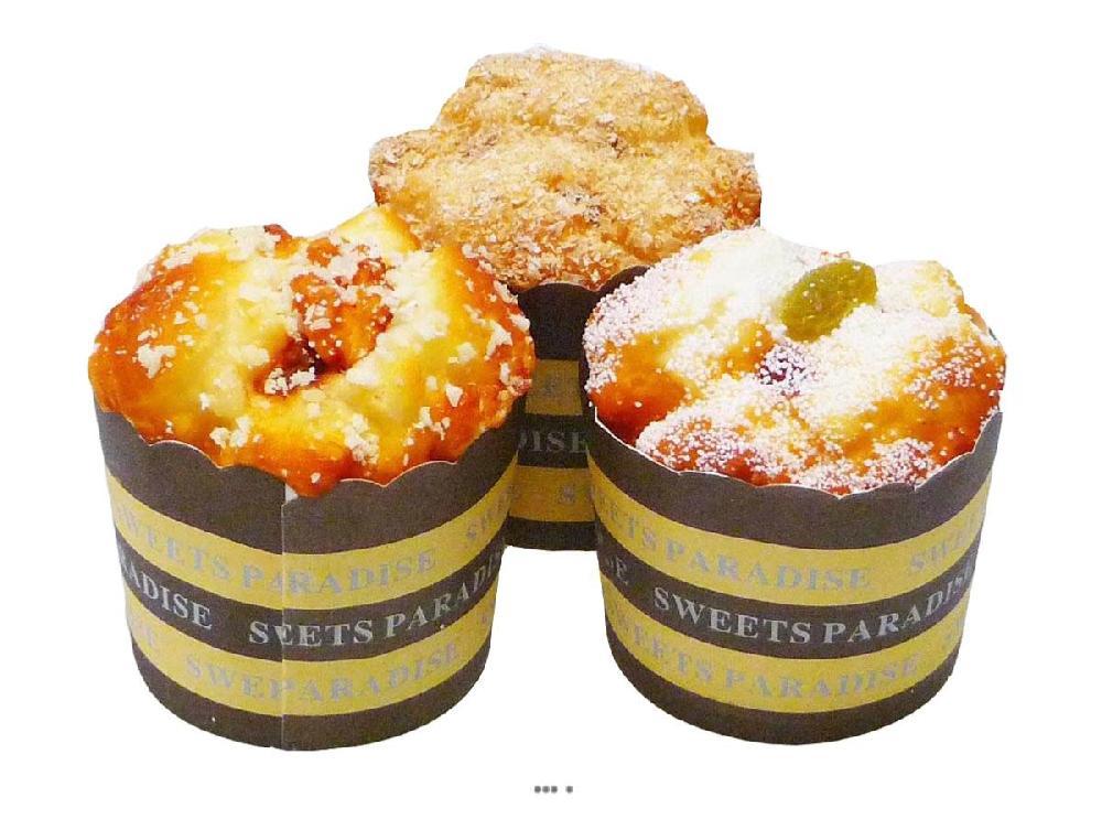 artificielles Muffins Maxi artificiels X3 assortis Mousse PU aliment factice décoration H 8 cm