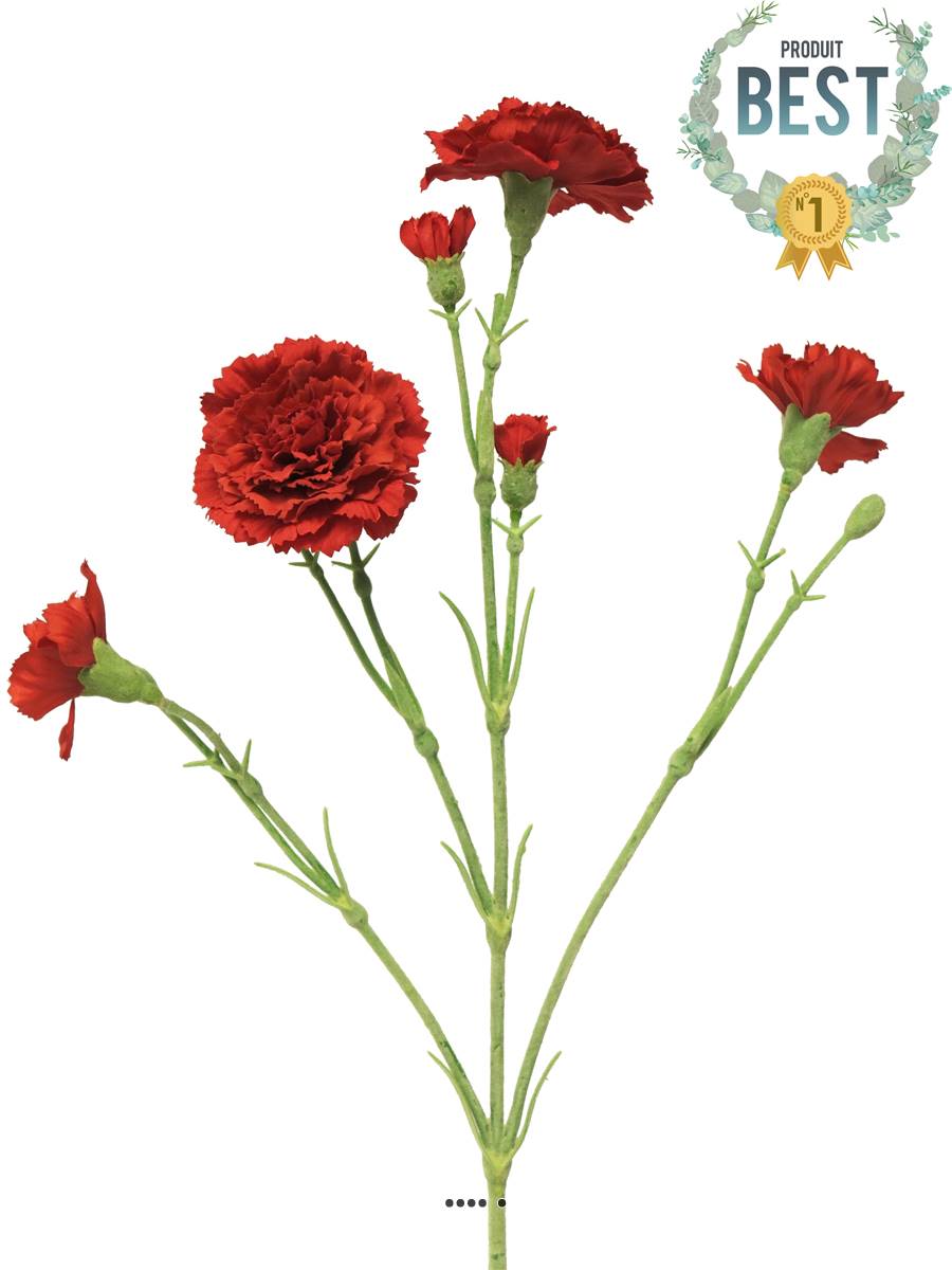 artificielles Oeillet artificiel en tige 4 ramures H 62 cm