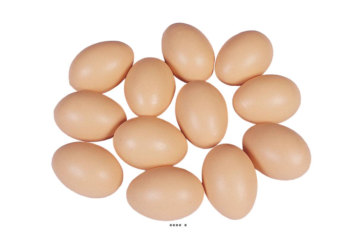 artificielles Œuf de poule brun artificiel X 12 en Plastique soufflé H 65x45 mm