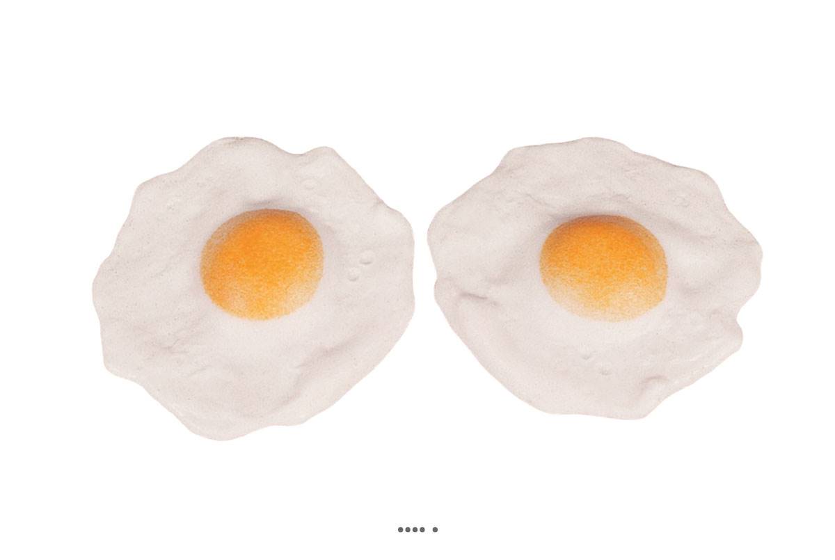 artificielles Œuf frit simple artificiel en lot de 2 en Plastique soufflé D 100 mm