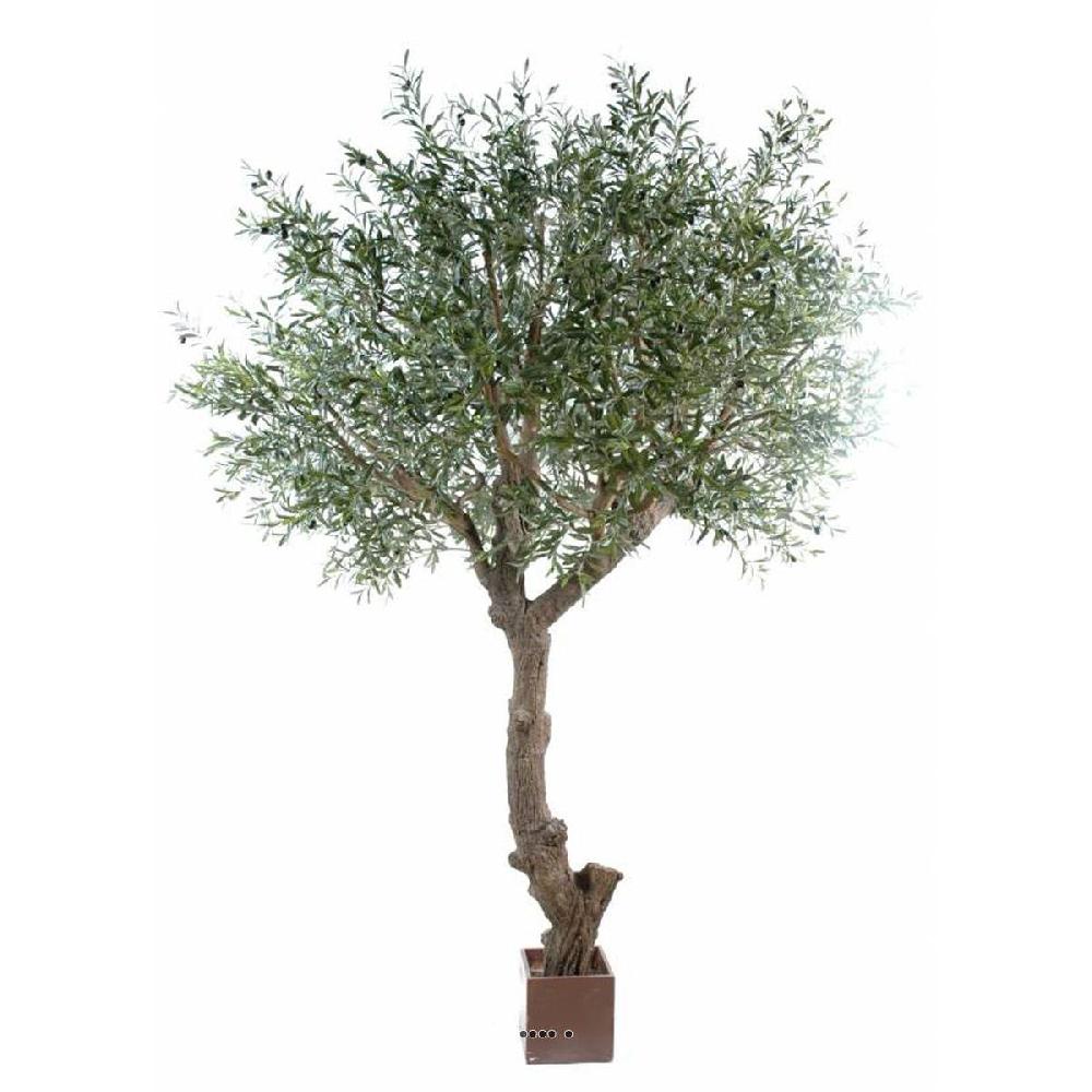 artificielles Olivier artificiel H 270 cm L 210 cm avec olives tronc artificiel en pot du site Artificielles.com
