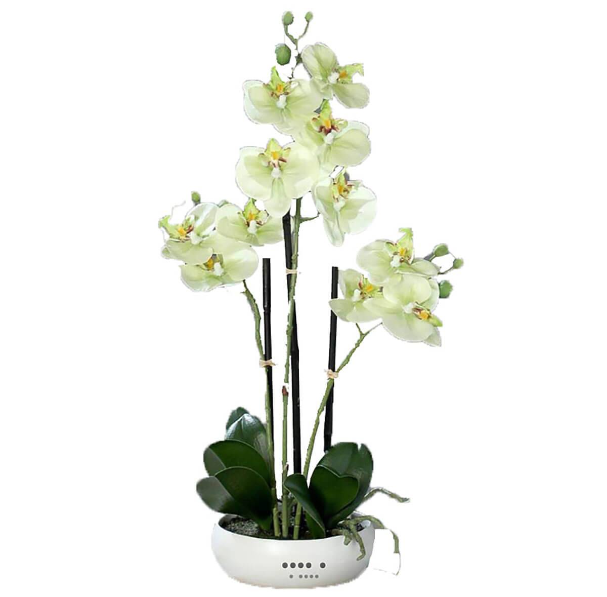artificielles Orchidee artificielle 3 hampes en coupe ceramique H 45 cm toucher reel du site Artificielles.com
