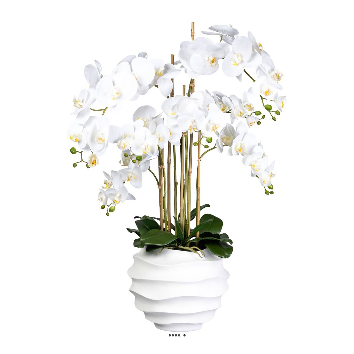 artificielles Orchidee artificielle en vase résine Blanc H 105 cm D 75 cm 7 hampes toucher réel| Artificielles.com